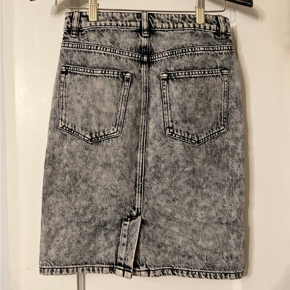 AllSaints Nara Pencil Skirt Denim Jean Black Acid Wash Vintage Inspired XS 0 2 4 - Picture 6 of 11